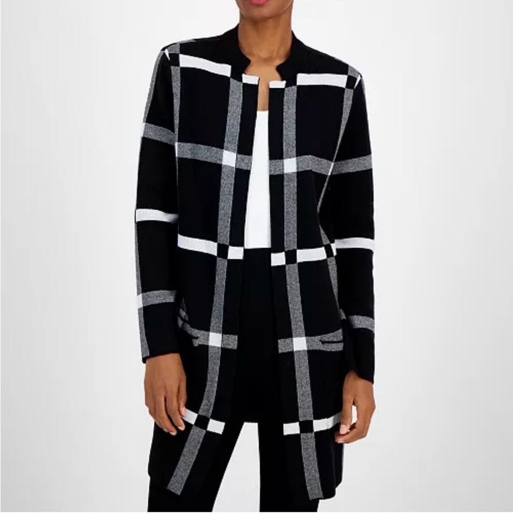 Kasper Black and White Coatigan XL